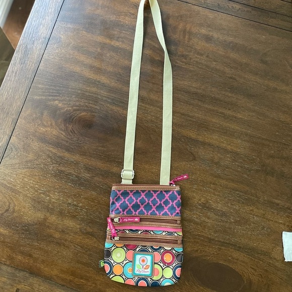 Lily Bloom Triple Zip Crossbody Geometric Colorful Purse Adjustable Strap - Picture 10 of 15